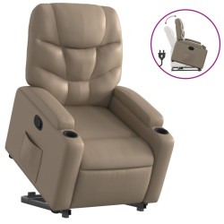 vidaXL Sillón reclinable elevable cuero artificial color capuchino
