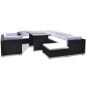vidaXL Set muebles de jardín 10 piezas y cojines ratán sintético negro vidaXL Set muebles de jardín 10 piezas y cojines ratán sintético negro