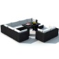 vidaXL Set muebles de jardín 10 piezas y cojines ratán sintético negro vidaXL Set muebles de jardín 10 piezas y cojines ratán sintético negro