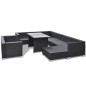 vidaXL Set muebles de jardín 10 piezas y cojines ratán sintético negro vidaXL Set muebles de jardín 10 piezas y cojines ratán sintético negro