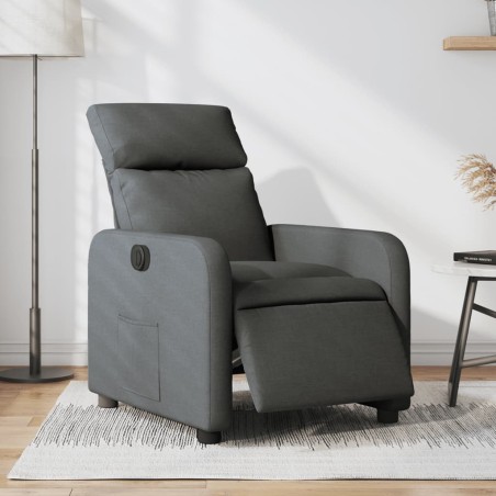 vidaXL Sillón reclinable eléctrico de tela gris oscuro