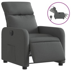 vidaXL Sillón reclinable eléctrico de tela gris oscuro