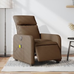 vidaXL Sillón reclinable de masaje eléctrico tela marrón