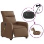 vidaXL Sillón reclinable de masaje eléctrico tela marrón
