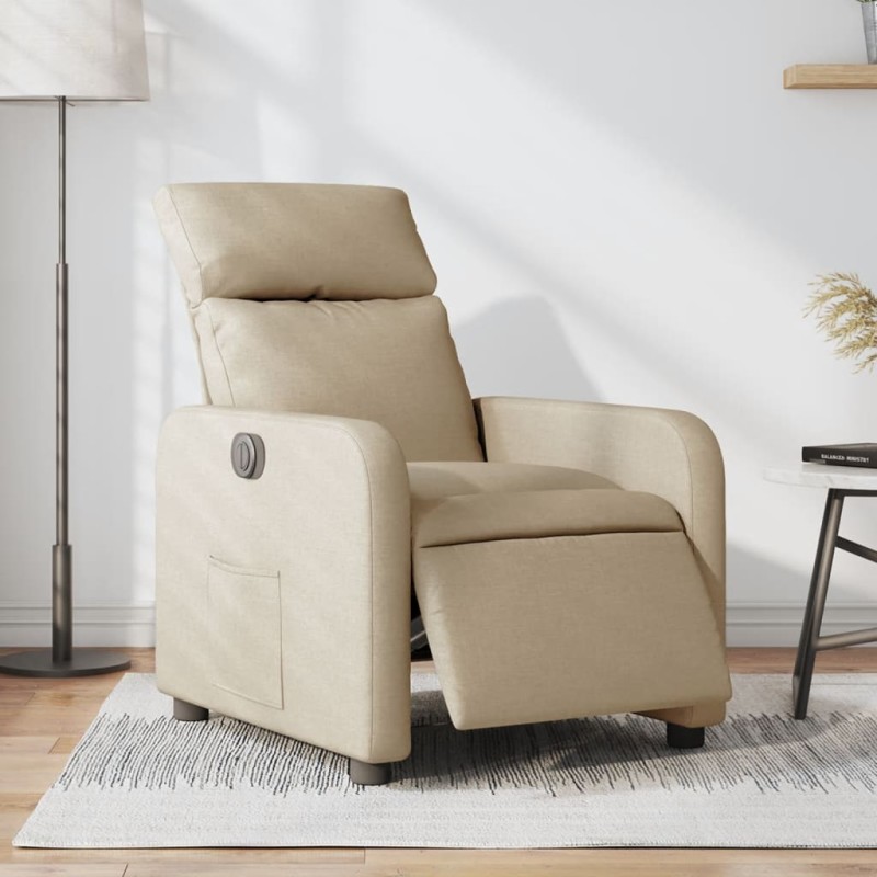 vidaXL Sillón reclinable eléctrico de tela crema
