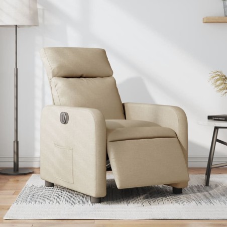 vidaXL Sillón reclinable eléctrico de tela crema