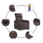 vidaXL Silla de masaje reclinable de pie de tela marrón oscuro vidaXL Silla de masaje reclinable de pie de tela marrón oscuro