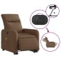 vidaXL Sillón de masaje eléctrico reclinable elevable tela marrón vidaXL Sillón de masaje eléctrico reclinable elevable tela marrón