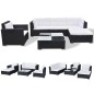 vidaXL Set muebles de jardín y cojines 6 piezas ratán sintético negro
