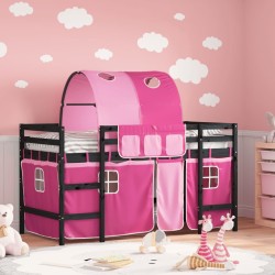 vidaXL Cama alta para niños con túnel madera pino rosa 80x200 cm