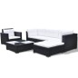vidaXL Set muebles de jardín y cojines 6 piezas ratán sintético negro