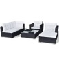 vidaXL Set muebles de jardín y cojines 6 piezas ratán sintético negro