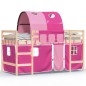 vidaXL Cama alta para niños con túnel madera pino rosa 80x200 cm vidaXL Cama alta para niños con túnel madera pino rosa 80x200 cm