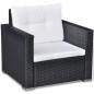vidaXL Set muebles de jardín y cojines 6 piezas ratán sintético negro
