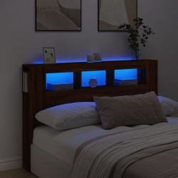 vidaXL Cabecero LED madera ingeniería marrón roble 160x18,5x103,5 cm