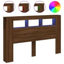 vidaXL Cabecero LED madera ingeniería marrón roble 160x18,5x103,5 cm