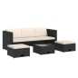vidaXL Set de muebles de jardín 4 pzas y cojines ratán sintético negro vidaXL Set de muebles de jardín 4 pzas y cojines ratán sintético negro