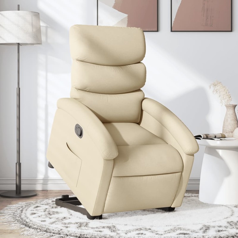 vidaXL Sillón reclinable elevable de tela color crema vidaXL Sillón reclinable elevable de tela color crema
