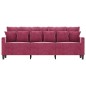 vidaXL Sofá de 3 plazas de terciopelo rojo tinto 180 cm vidaXL Sofá de 3 plazas de terciopelo rojo tinto 180 cm