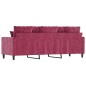 vidaXL Sofá de 3 plazas de terciopelo rojo tinto 180 cm vidaXL Sofá de 3 plazas de terciopelo rojo tinto 180 cm
