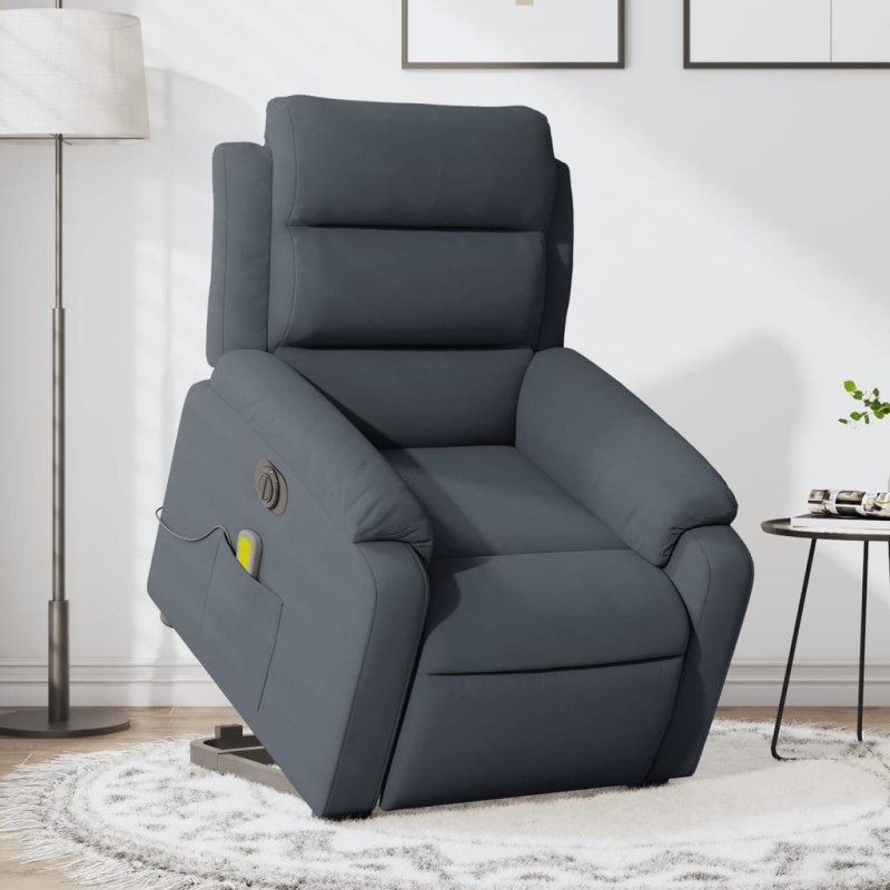 vidaXL Sillón de masaje reclinable elevable terciopelo gris oscuro vidaXL Sillón de masaje reclinable elevable terciopelo gris oscuro