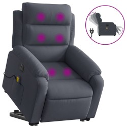 vidaXL Sillón de masaje reclinable elevable terciopelo gris oscuro
