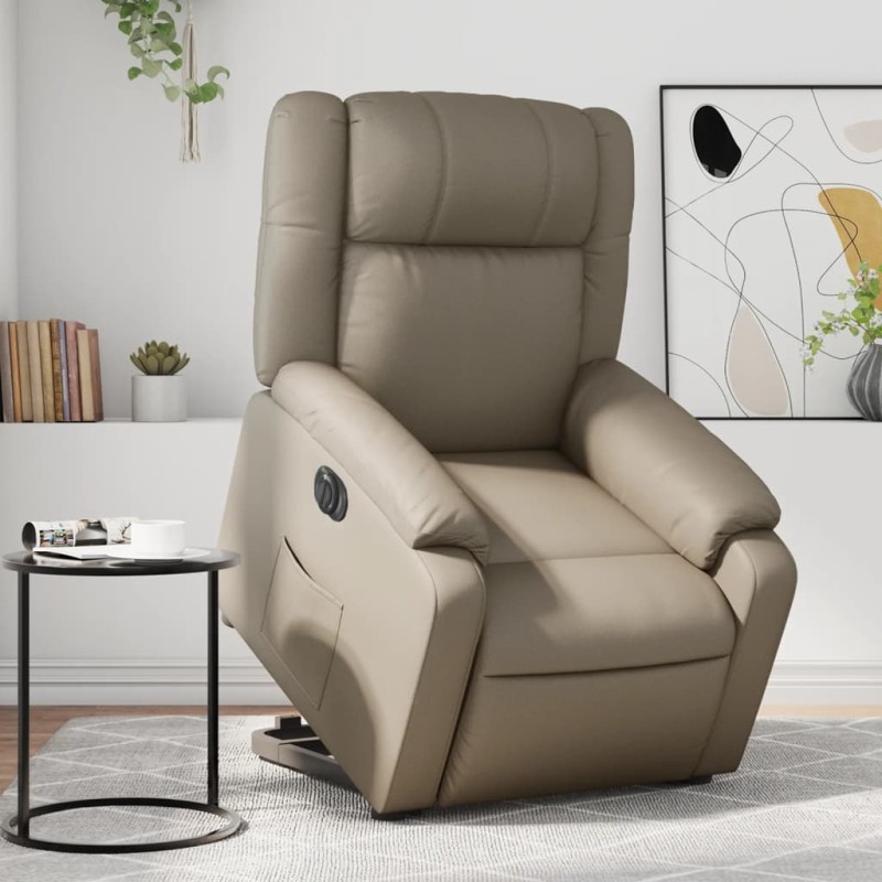vidaXL Sillón elevable eléctrico cuero artificial capuchino vidaXL Sillón elevable eléctrico cuero artificial capuchino