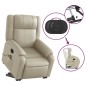 vidaXL Sillón de masaje elevable eléctrico cuero sintético crema vidaXL Sillón de masaje elevable eléctrico cuero sintético crema
