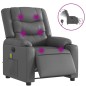 vidaXL Sillón de masaje reclinable eléctrico cuero sintético gris vidaXL Sillón de masaje reclinable eléctrico cuero sintético gris