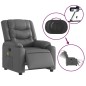 vidaXL Sillón de masaje reclinable eléctrico cuero sintético gris vidaXL Sillón de masaje reclinable eléctrico cuero sintético gris
