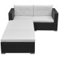 vidaXL Set de muebles de jardín 3 piezas y cojines ratán sintético negro vidaXL Set de muebles de jardín 3 piezas y cojines ratán sintético negro