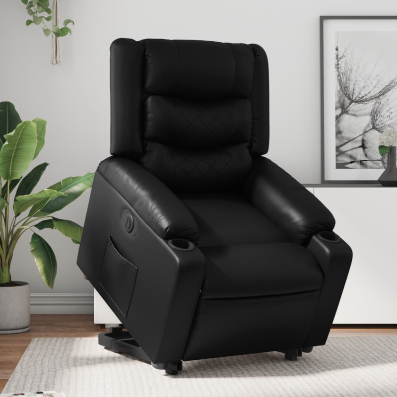 vidaXL Sillón reclinable y elevable eléctrico cuero sintético negro vidaXL Sillón reclinable y elevable eléctrico cuero sintético negro