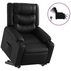 vidaXL Sillón reclinable y elevable eléctrico cuero sintético negro