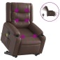 vidaXL Sillón de masaje elevable eléctrico cuero sintético marrón vidaXL Sillón de masaje elevable eléctrico cuero sintético marrón