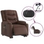 vidaXL Sillón de masaje elevable eléctrico cuero sintético marrón vidaXL Sillón de masaje elevable eléctrico cuero sintético marrón