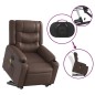 vidaXL Sillón de masaje elevable eléctrico cuero sintético marrón vidaXL Sillón de masaje elevable eléctrico cuero sintético marrón