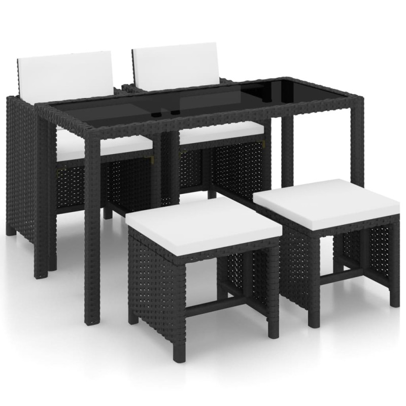 vidaXL Set comedor de jardín 5 piezas y cojines ratán sintético negro vidaXL Set comedor de jardín 5 piezas y cojines ratán sintético negro