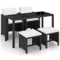vidaXL Set comedor de jardín 5 piezas y cojines ratán sintético negro vidaXL Set comedor de jardín 5 piezas y cojines ratán sintético negro
