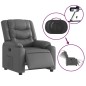 vidaXL Sillón reclinable eléctrico de cuero sintético gris vidaXL Sillón reclinable eléctrico de cuero sintético gris