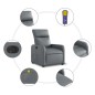 vidaXL Sillón de masaje reclinable eléctrico cuero sintético gris vidaXL Sillón de masaje reclinable eléctrico cuero sintético gris