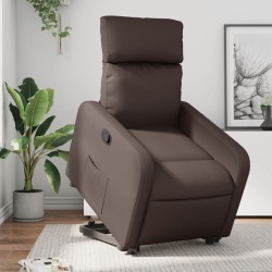 vidaXL Sillón reclinable elevable cuero sintético marrón