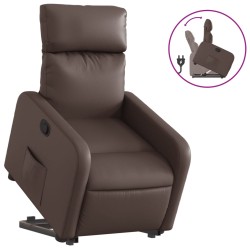 vidaXL Sillón reclinable elevable cuero sintético marrón