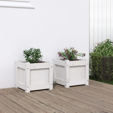 vidaXL Jardineras de exterior 2 unidades madera maciza de pino blanco