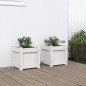 vidaXL Jardineras de exterior 2 unidades madera maciza de pino blanco vidaXL Jardineras de exterior 2 unidades madera maciza de pino blanco