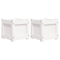 vidaXL Jardineras de exterior 2 unidades madera maciza de pino blanco