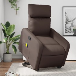 vidaXL Sillón reclinable de masaje de pie de cuero sintético marrón