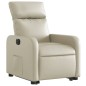 vidaXL Sillón reclinable elevable eléctrico de cuero sintético crema vidaXL Sillón reclinable elevable eléctrico de cuero sintético crema