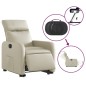 vidaXL Sillón reclinable elevable eléctrico de cuero sintético crema vidaXL Sillón reclinable elevable eléctrico de cuero sintético crema