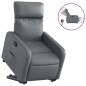 vidaXL Sillón reclinable elevable eléctrico de cuero sintético gris vidaXL Sillón reclinable elevable eléctrico de cuero sintético gris