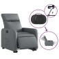 vidaXL Sillón reclinable elevable eléctrico de cuero sintético gris vidaXL Sillón reclinable elevable eléctrico de cuero sintético gris